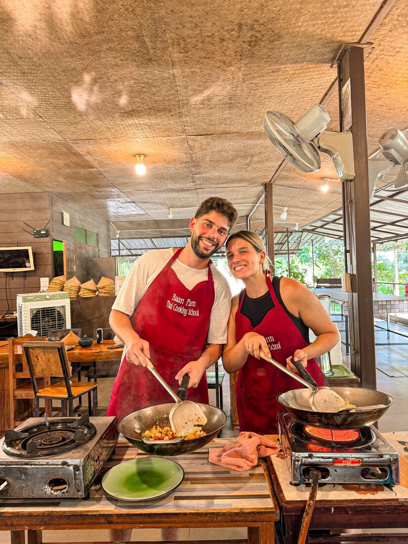 The open-air kitchen at Baan Farm Thai Cooking School